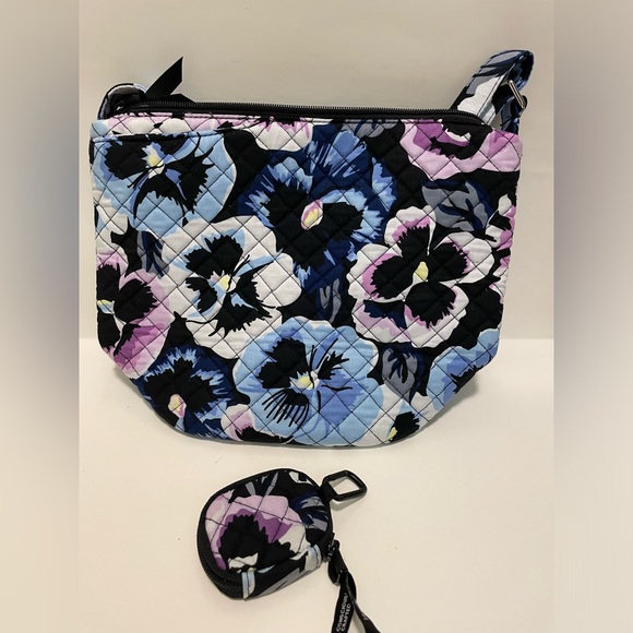 Vera Bradley Bucket Bag and AirPod Case in Plum Pansies EUC - Picture 2 of 6